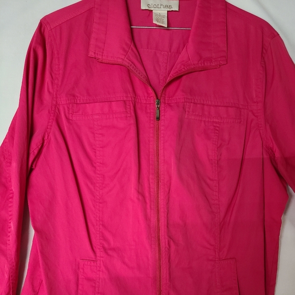 c.l.o.t.h.e.s. Large Pink Long Sleeve Zippered Lightweight Jacket. Like new. - Picture 3 of 6